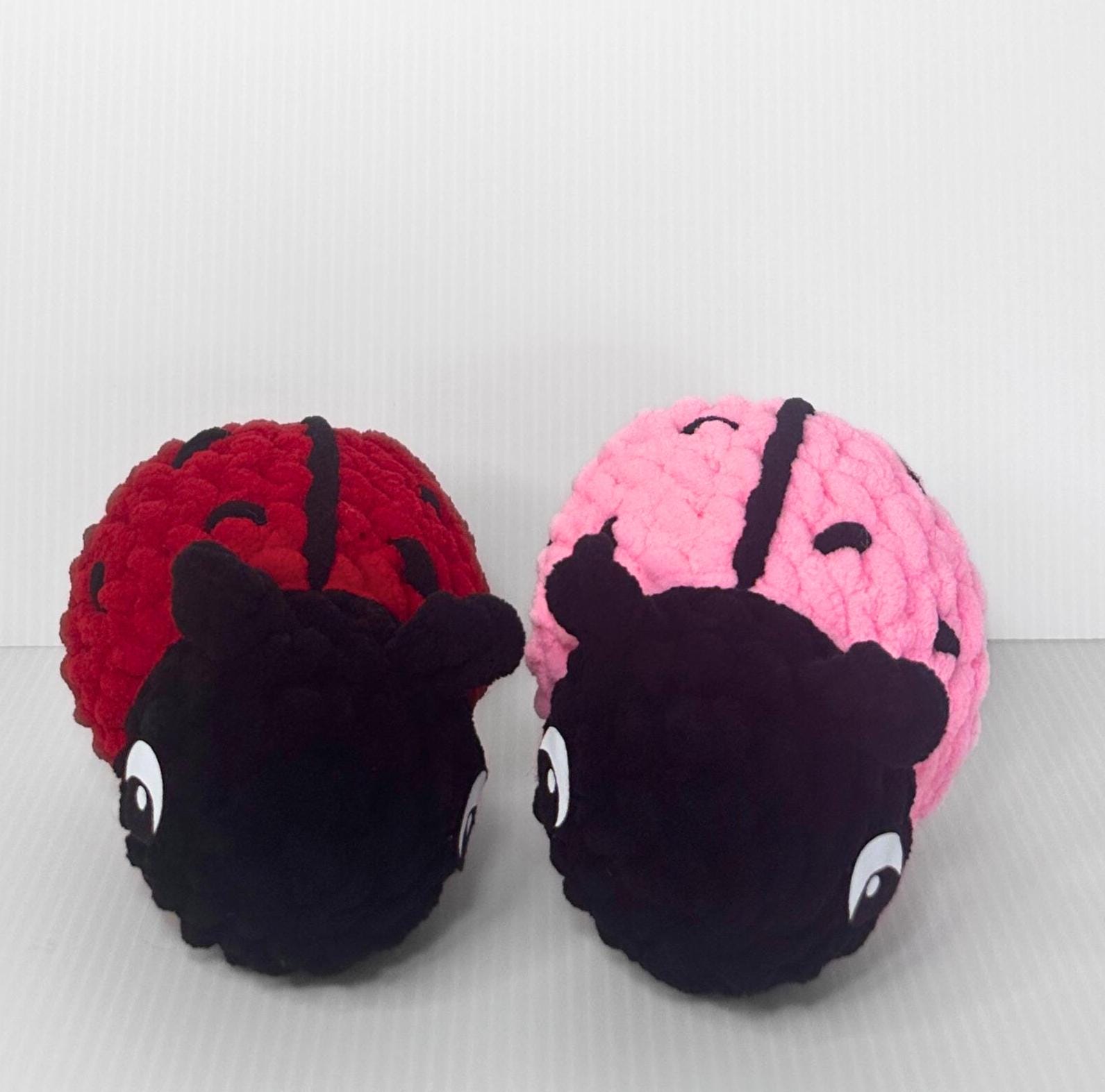 Handmade Crochet Ladybug Plushie – Small Stuffed Ladybug Toy in Red or Pink - pursuitofcraftyness