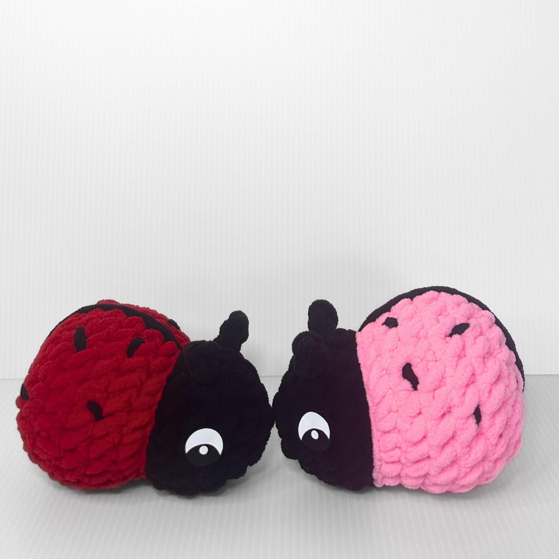 Handmade Crochet Ladybug Plushie – Small Stuffed Ladybug Toy in Red or Pink - pursuitofcraftyness