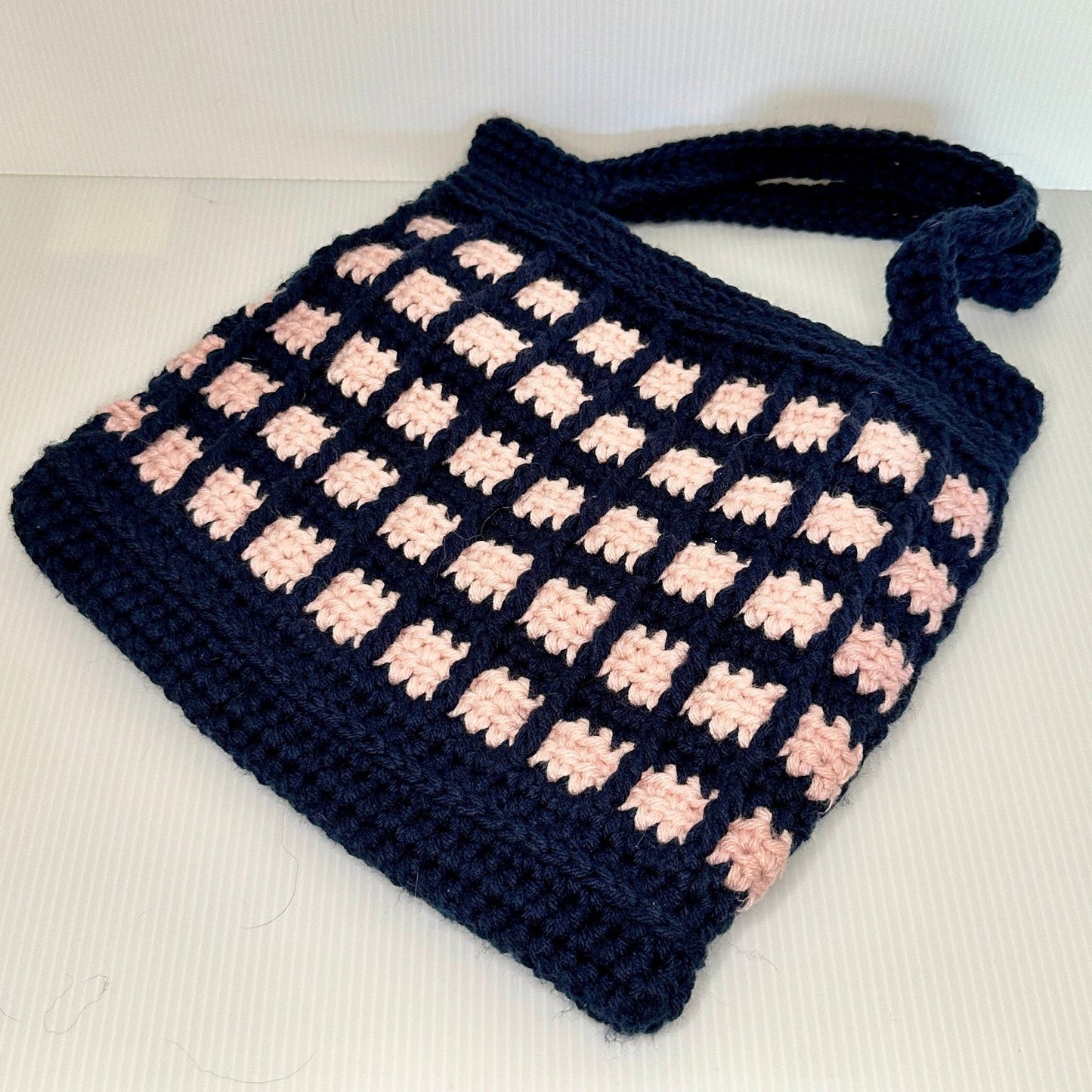 Handmade Crochet Market Tote Bag: Medium Acrylic Laptop Bag - pursuitofcraftyness