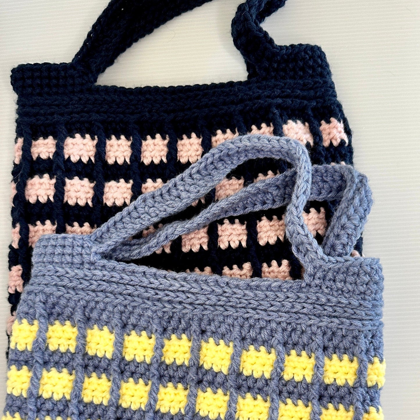 Handmade Crochet Market Tote Bag: Medium Acrylic Laptop Bag - pursuitofcraftyness