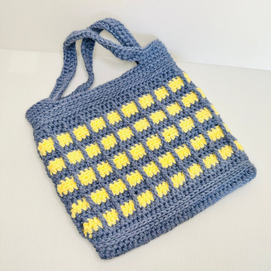 Handmade Crochet Market Tote Bag: Medium Acrylic Laptop Bag - pursuitofcraftyness