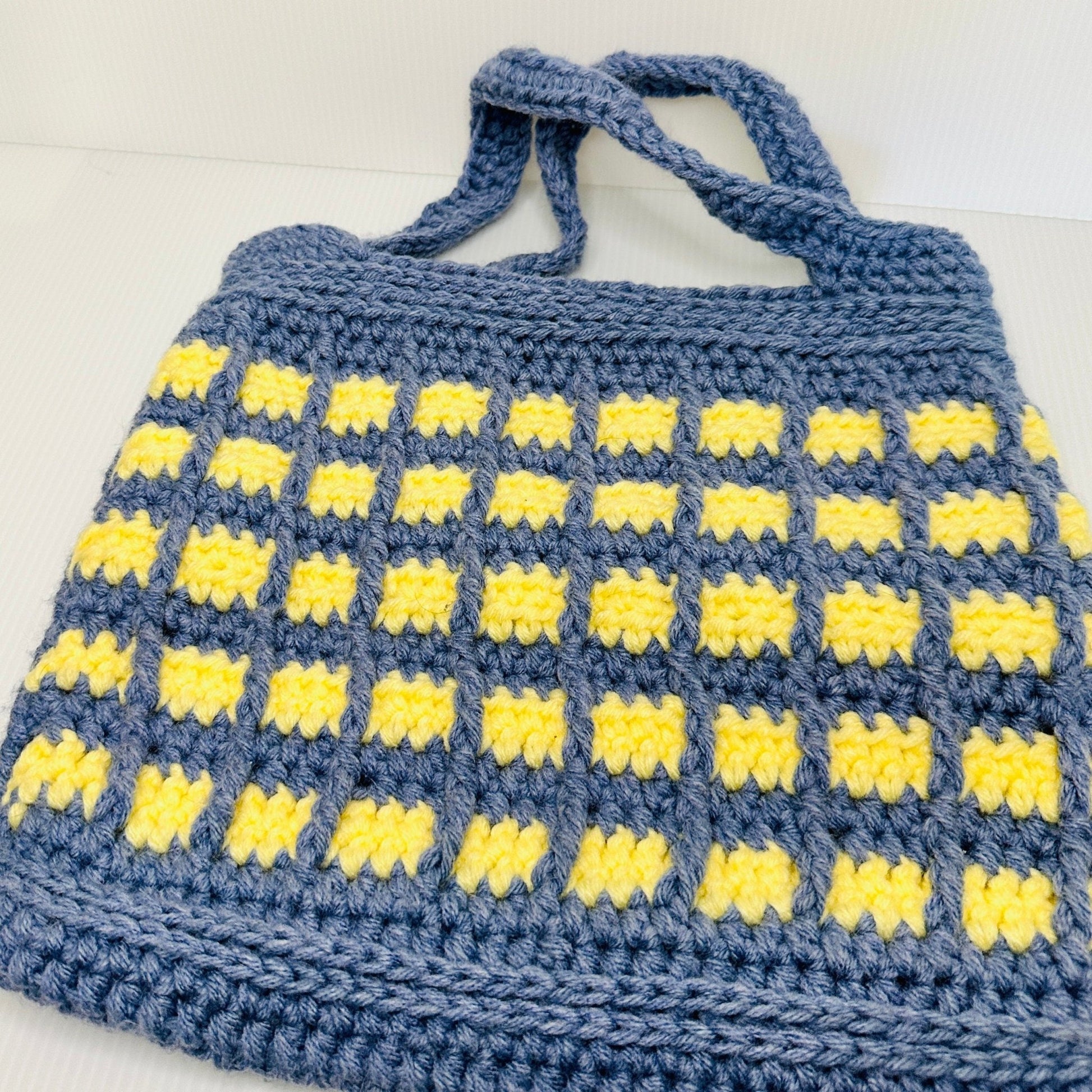 Handmade Crochet Market Tote Bag: Medium Acrylic Laptop Bag - pursuitofcraftyness