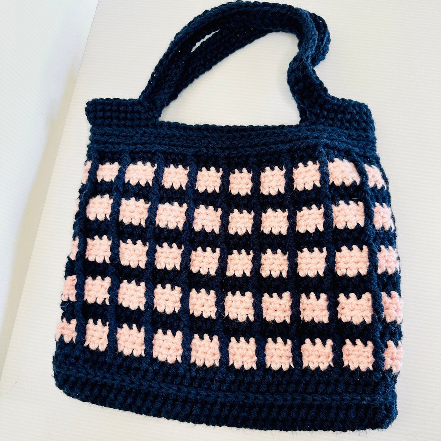 Handmade Crochet Market Tote Bag: Medium Acrylic Laptop Bag - pursuitofcraftyness
