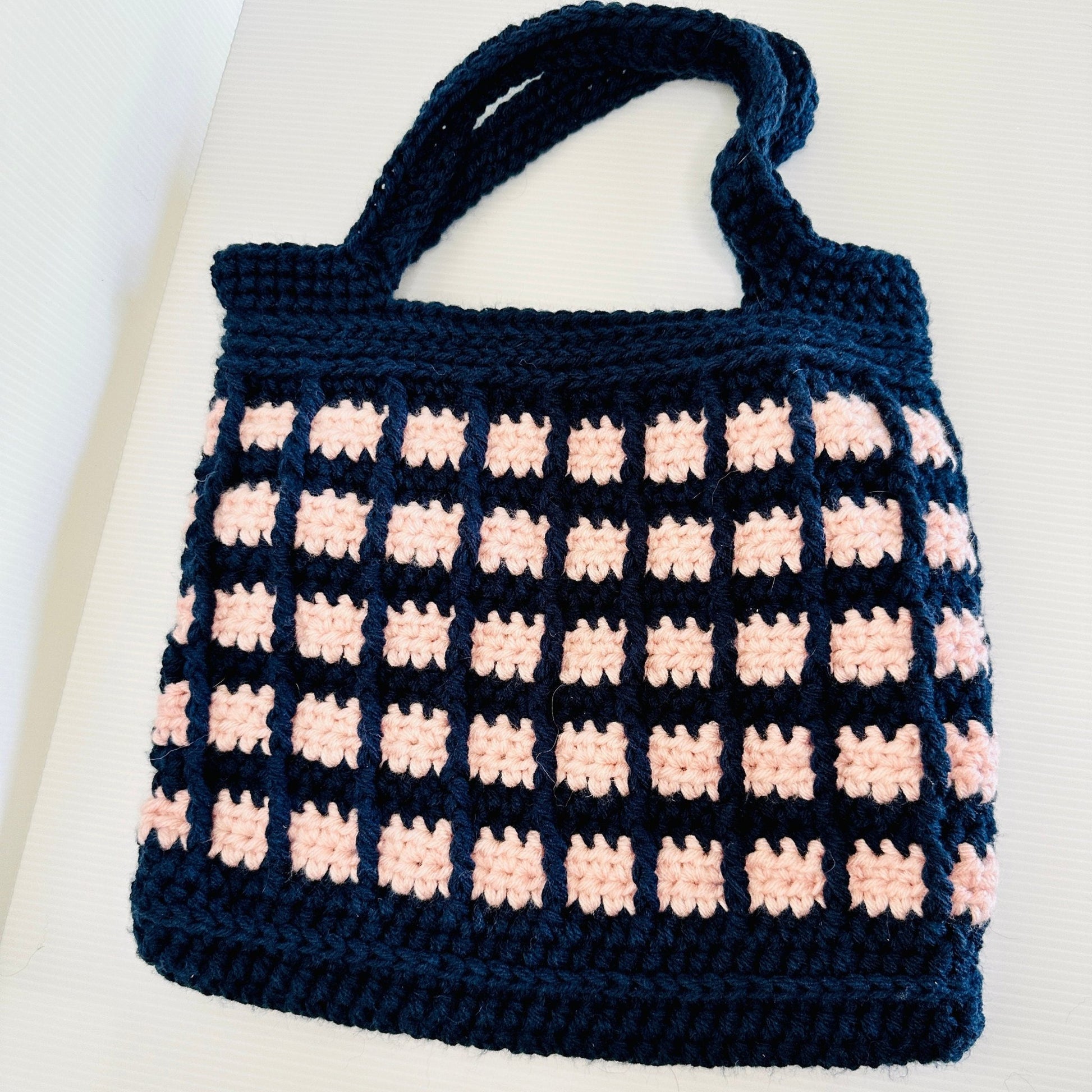 Handmade Crochet Market Tote Bag: Medium Acrylic Laptop Bag - pursuitofcraftyness