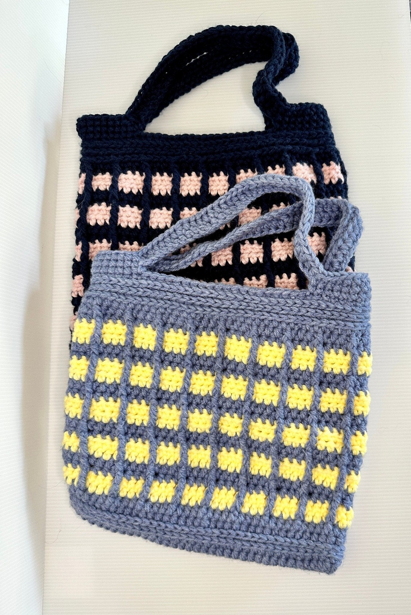 Handmade Crochet Market Tote Bag: Medium Acrylic Laptop Bag - pursuitofcraftyness