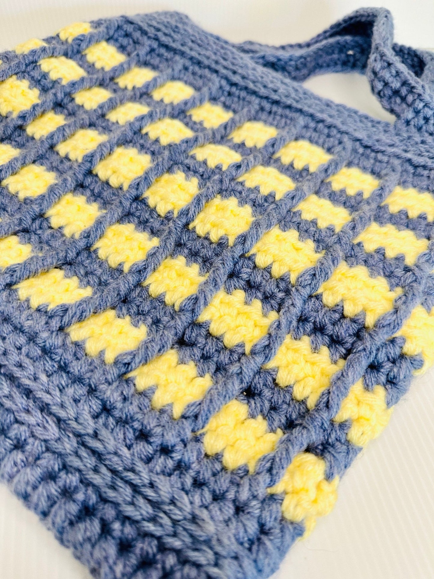 Handmade Crochet Market Tote Bag: Medium Acrylic Laptop Bag - pursuitofcraftyness
