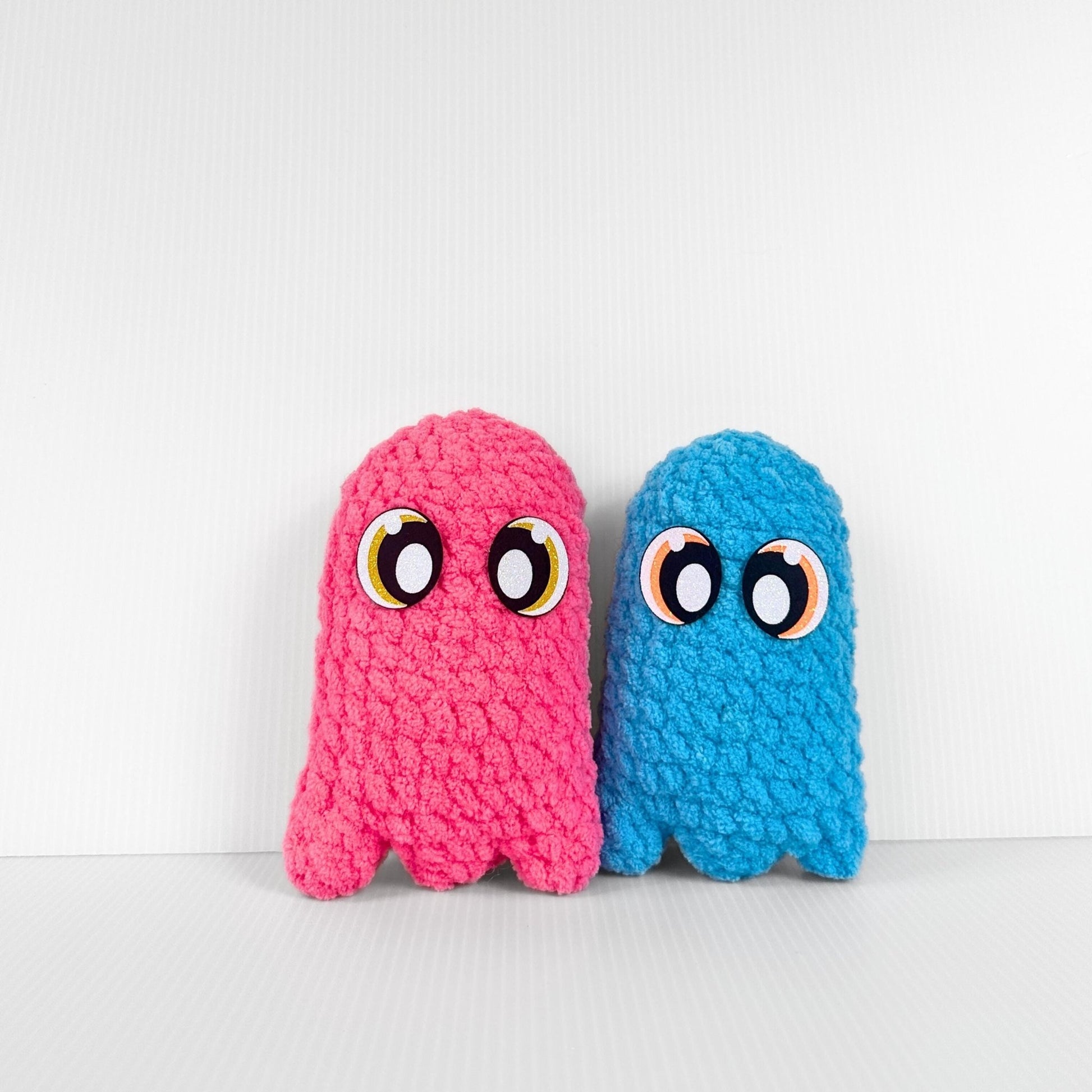 Handmade Crochet Mini Ghost Plushie - a Neon Halloween Decoration for Spooky Season - pursuitofcraftyness