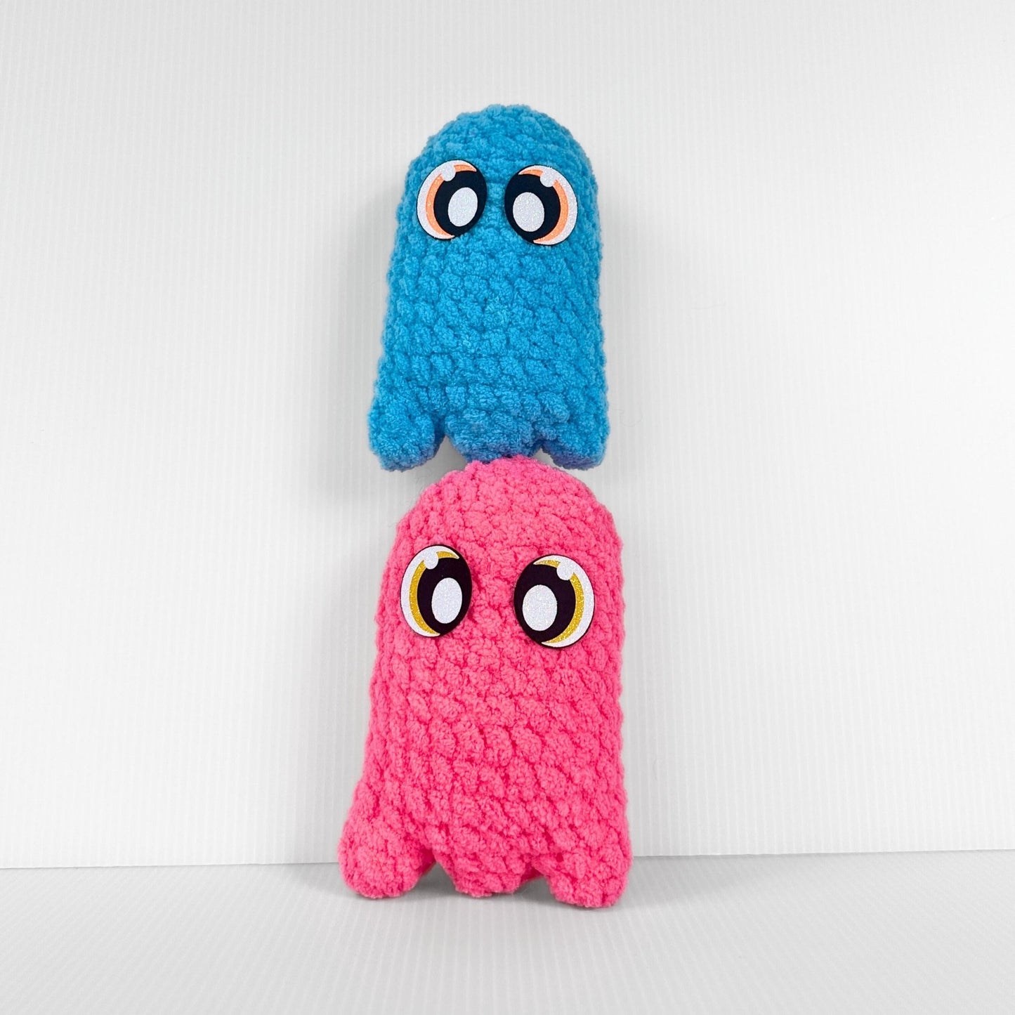 Handmade Crochet Mini Ghost Plushie - a Neon Halloween Decoration for Spooky Season - pursuitofcraftyness