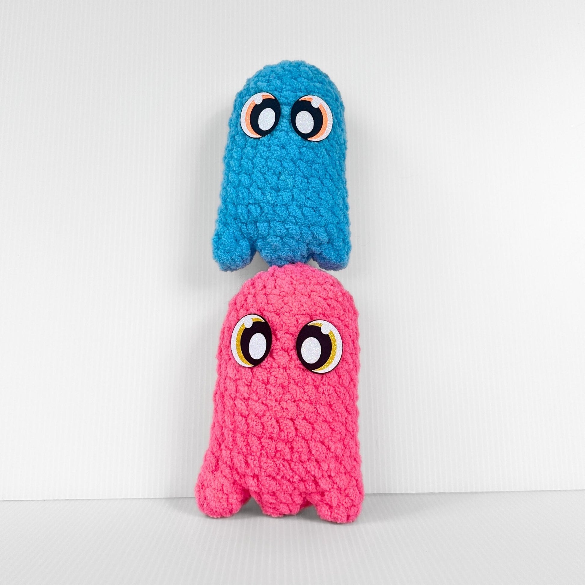 Handmade Crochet Mini Ghost Plushie - a Neon Halloween Decoration for Spooky Season - pursuitofcraftyness