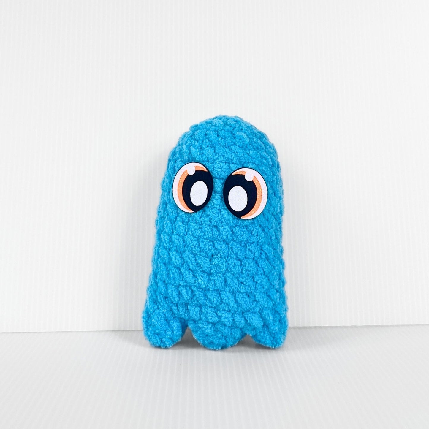 Handmade Crochet Mini Ghost Plushie - a Neon Halloween Decoration for Spooky Season - pursuitofcraftyness