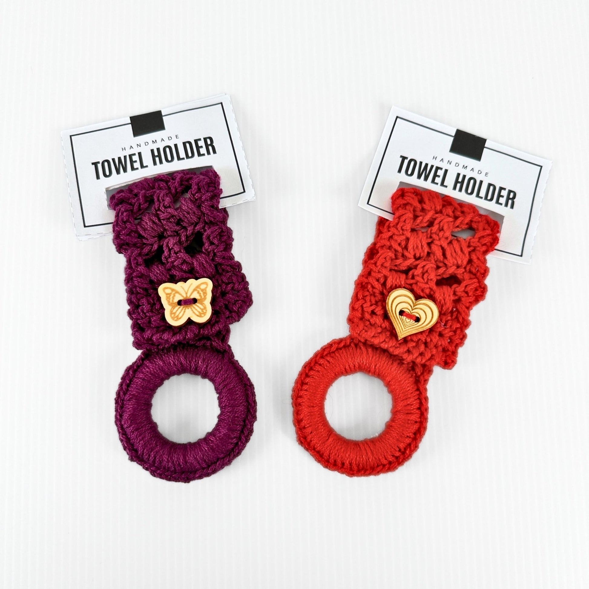 Handmade Crochet Towel Ring: Cotton Kitchen Decor with Button - pursuitofcraftyness