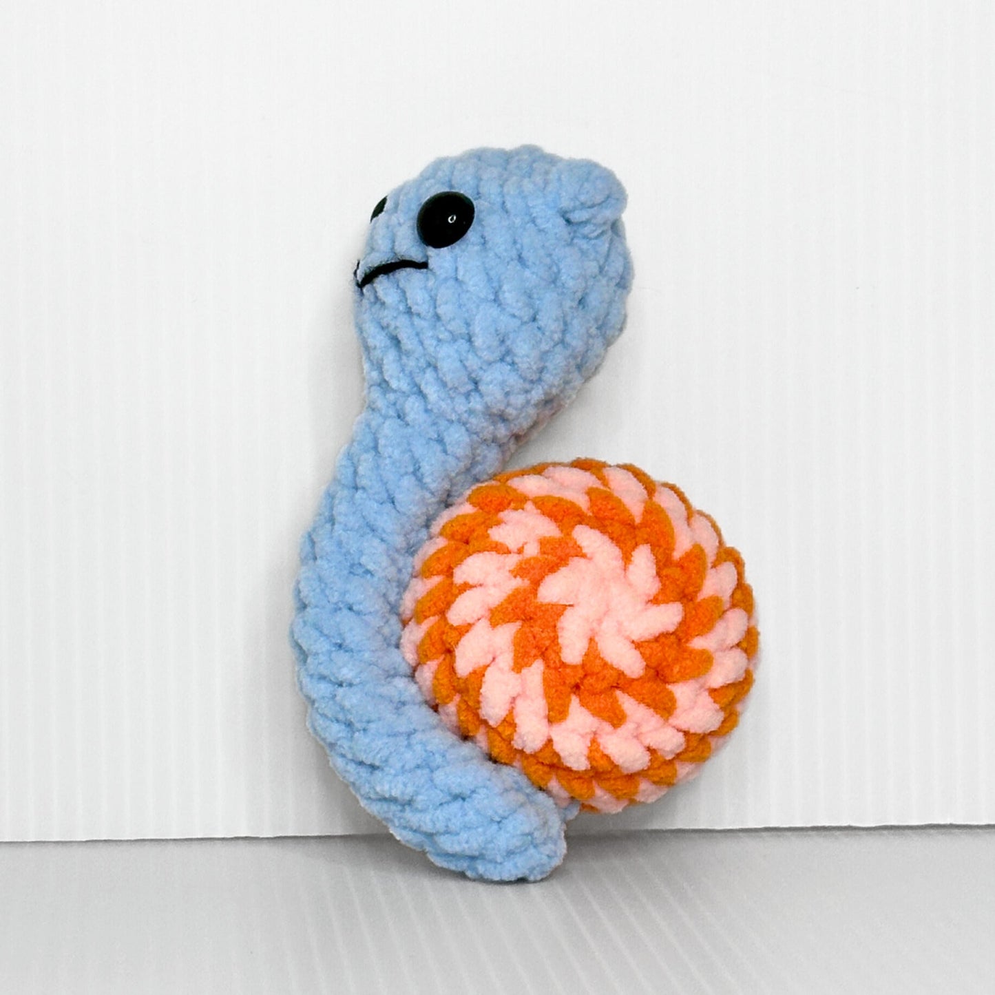 Handmade Disco Snail Crochet Plush — Kawaii Stuffed Snail with Colorful Swirl Shell, Choose Your Color - pursuitofcraftyness