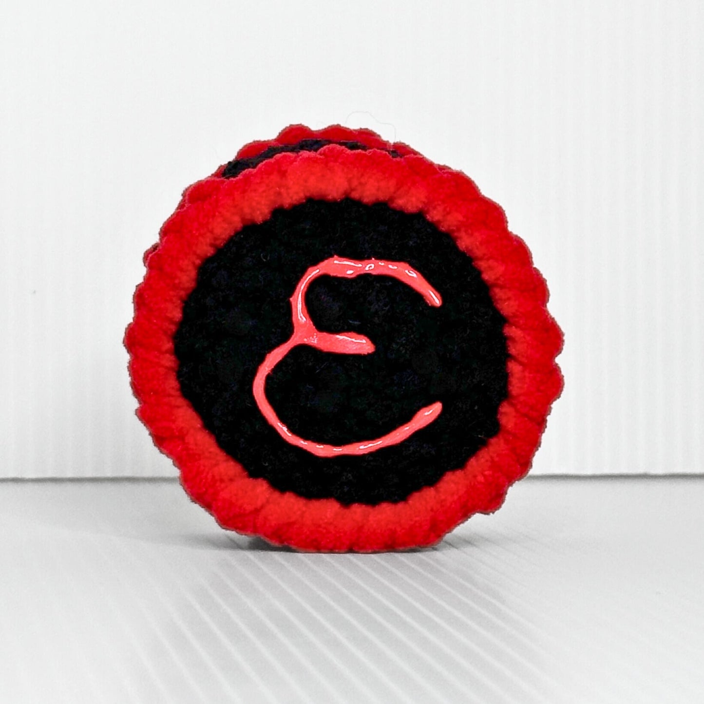 Handmade Easton Area High School Drumline Keychain — Red and Black Crochet Spirit Accessory - pursuitofcraftyness