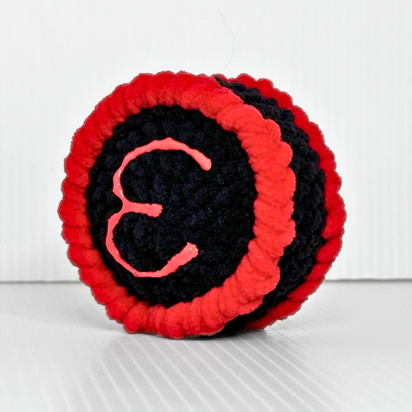 Handmade Easton Area High School Drumline Keychain — Red and Black Crochet Spirit Accessory - pursuitofcraftyness