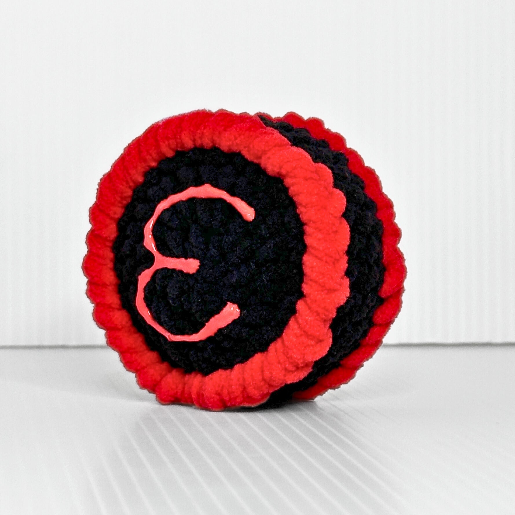 Handmade Easton Area High School Drumline Keychain — Red and Black Crochet Spirit Accessory - pursuitofcraftyness