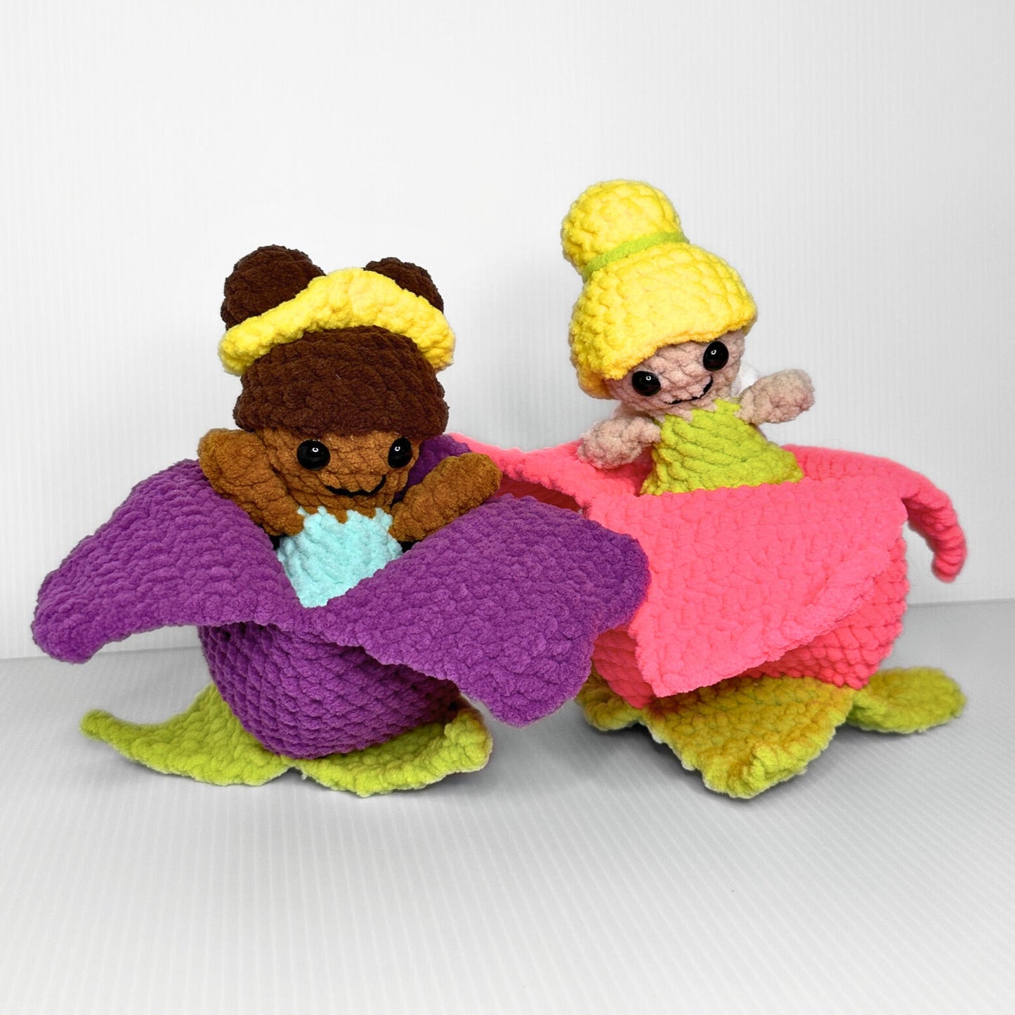 Handmade Flower Fairy in a Tulip Crochet Plush — Kawaii Fantasy Fairy Doll, Choose Your Fairy - pursuitofcraftyness