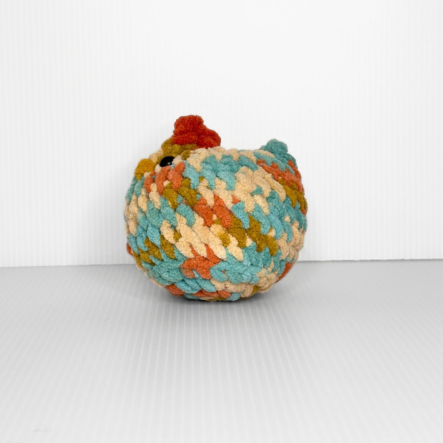 Handmade Hippie Chick Crochet Hen — Multicolor Chunky Yarn Stuffed Animal - pursuitofcraftyness