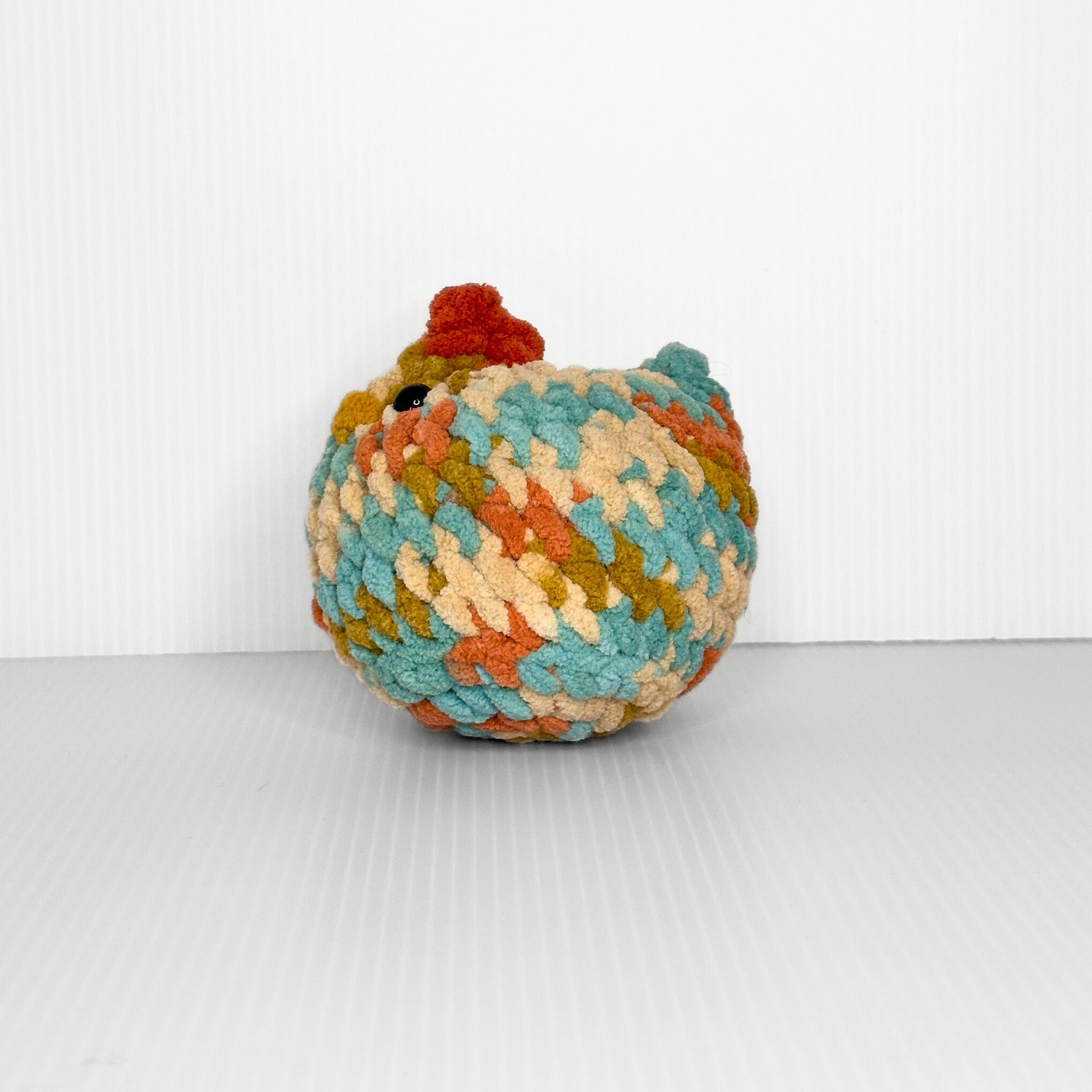 Handmade Hippie Chick Crochet Hen — Multicolor Chunky Yarn Stuffed Animal - pursuitofcraftyness