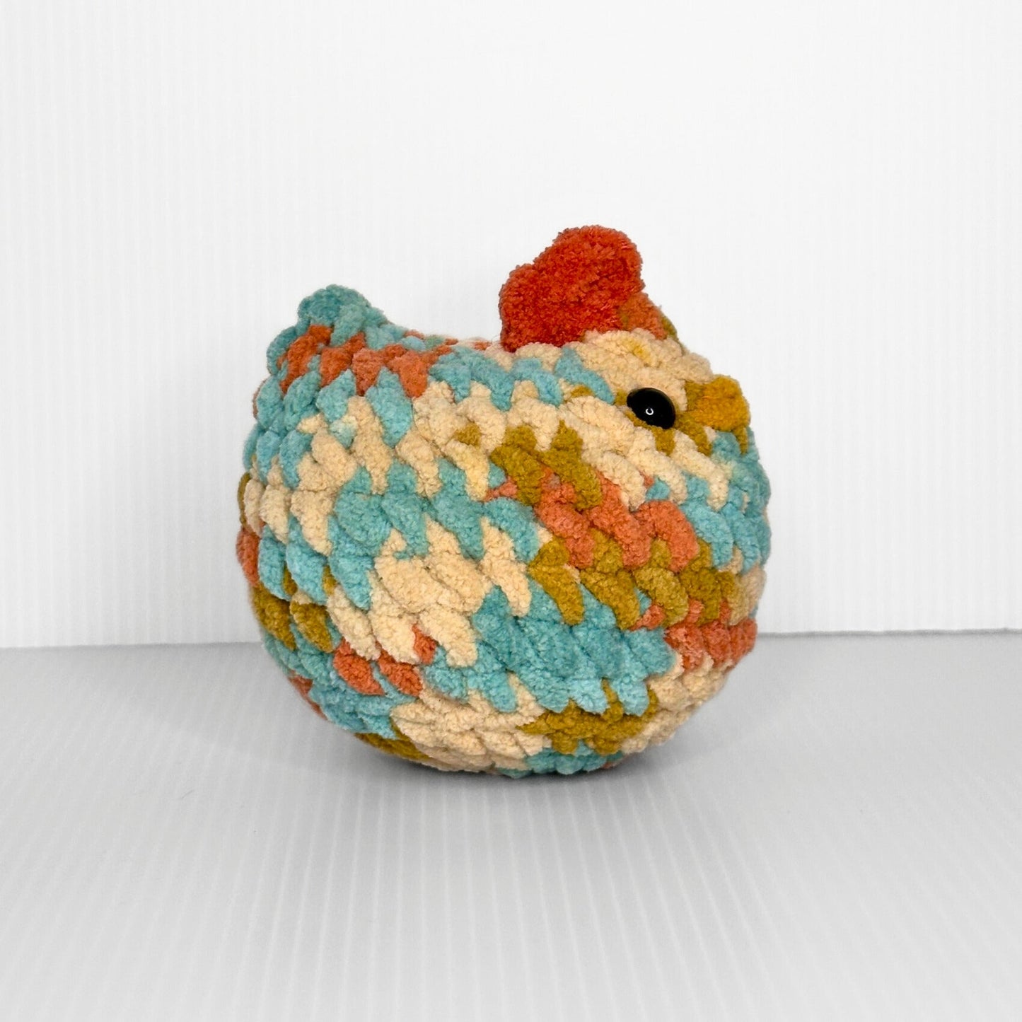 Handmade Hippie Chick Crochet Hen — Multicolor Chunky Yarn Stuffed Animal - pursuitofcraftyness