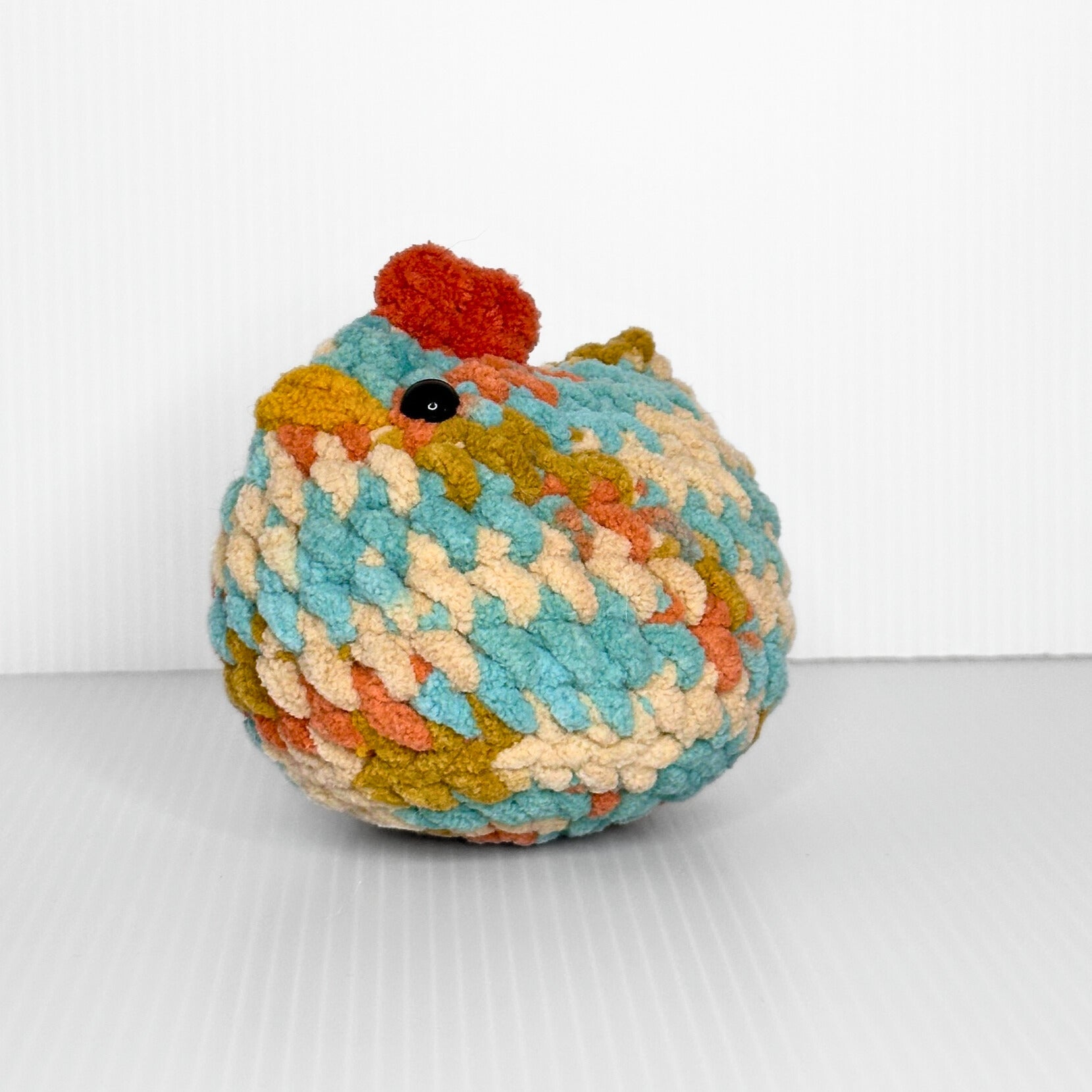 Handmade Hippie Chick Crochet Hen — Multicolor Chunky Yarn Stuffed Animal - pursuitofcraftyness