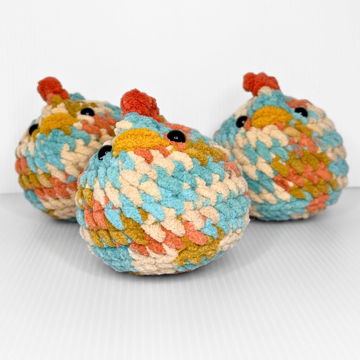 Handmade Hippie Chick Crochet Hen — Multicolor Chunky Yarn Stuffed Animal - pursuitofcraftyness