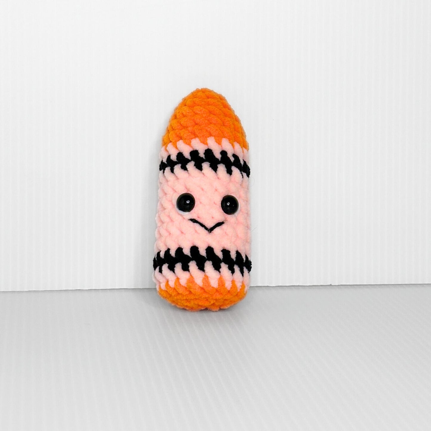 Handmade Kawaii Crayon Crochet Keychain — Cute Crayon Bag Charm with Smiling Face, Choose Your Color - pursuitofcraftyness