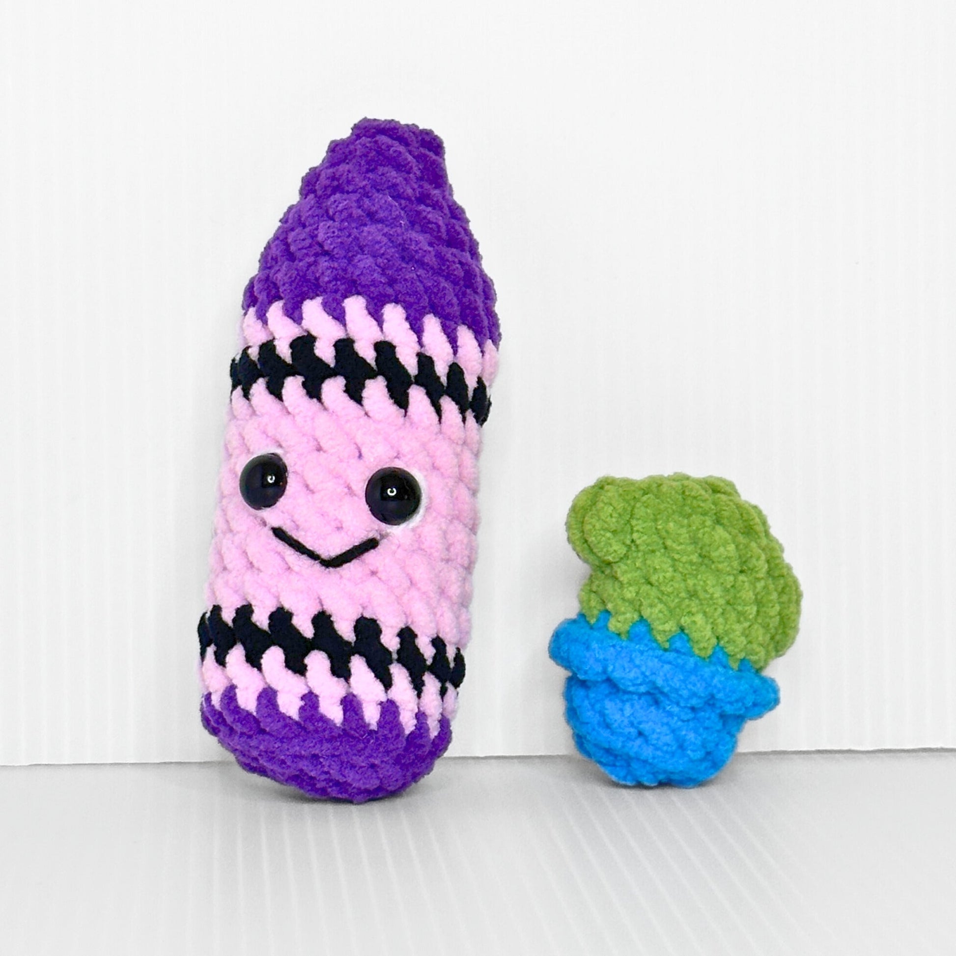 Handmade Micro Cactus Crochet Plush — Tiny Blue and Green Cactus in a Blue Pot - pursuitofcraftyness