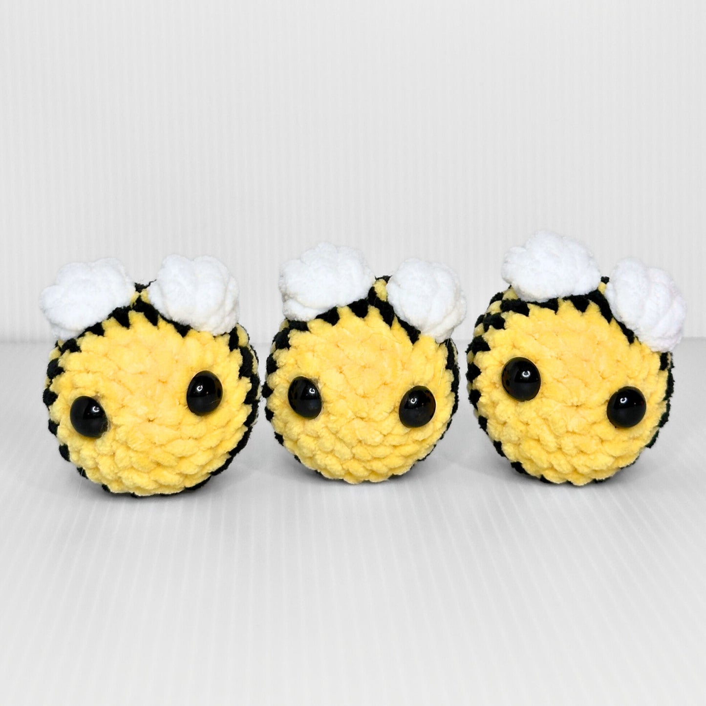 Handmade Mini Bobble Bee Crochet Plush — Tiny Kawaii Bumble Bee Stuffed Animal - pursuitofcraftyness