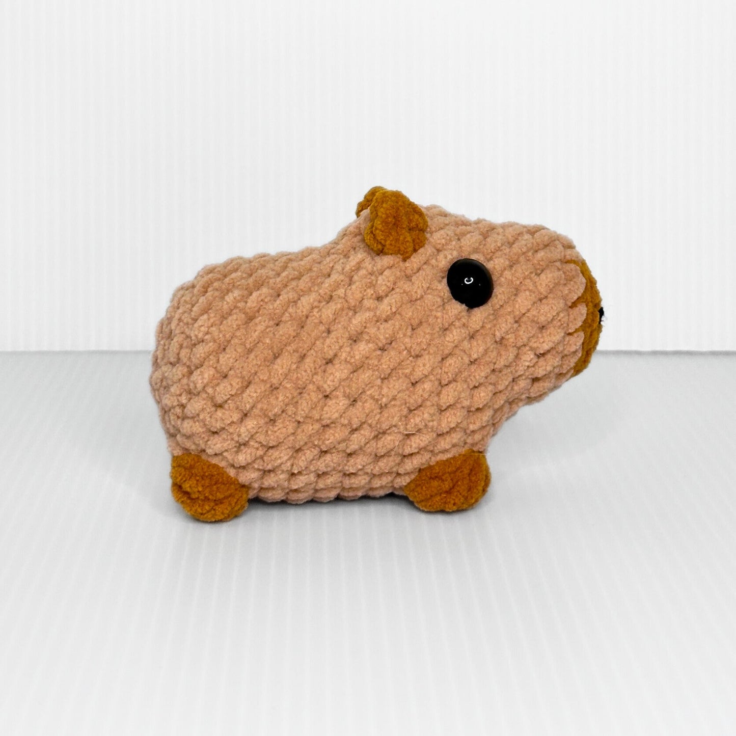 Handmade Standing Capybara Crochet Plush — Kawaii Chonky Capy in Tan Chunky Yarn - pursuitofcraftyness