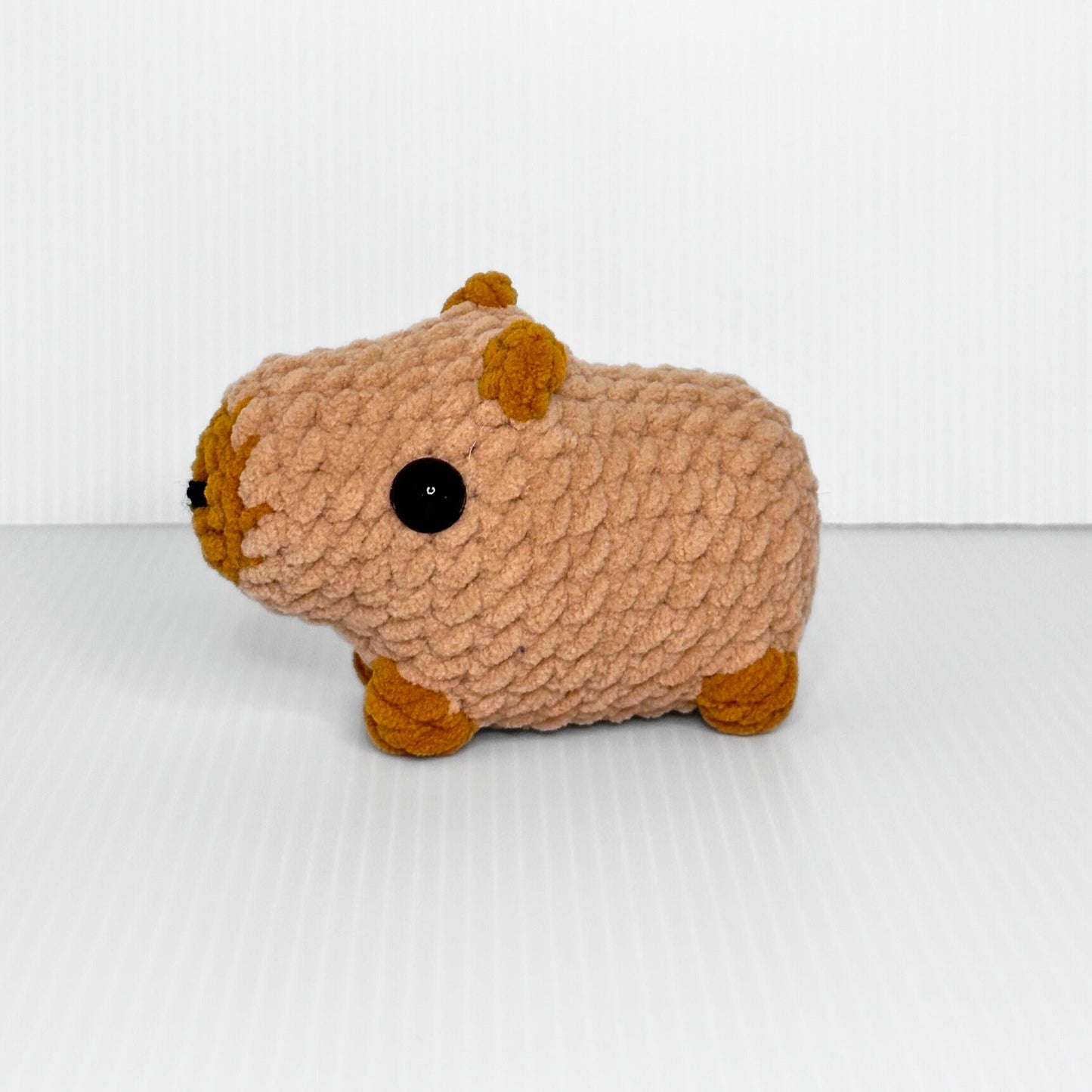 Handmade Standing Capybara Crochet Plush — Kawaii Chonky Capy in Tan Chunky Yarn - pursuitofcraftyness