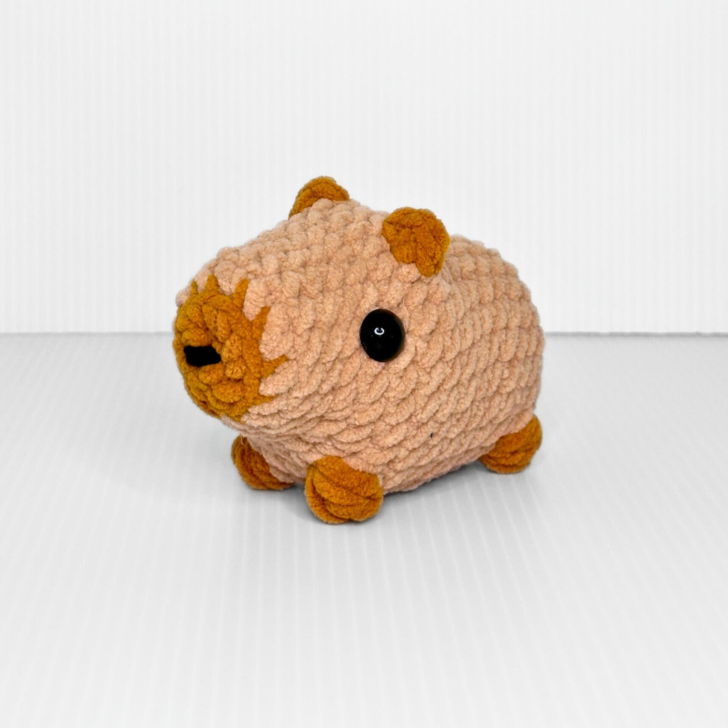 Handmade Standing Capybara Crochet Plush — Kawaii Chonky Capy in Tan Chunky Yarn - pursuitofcraftyness