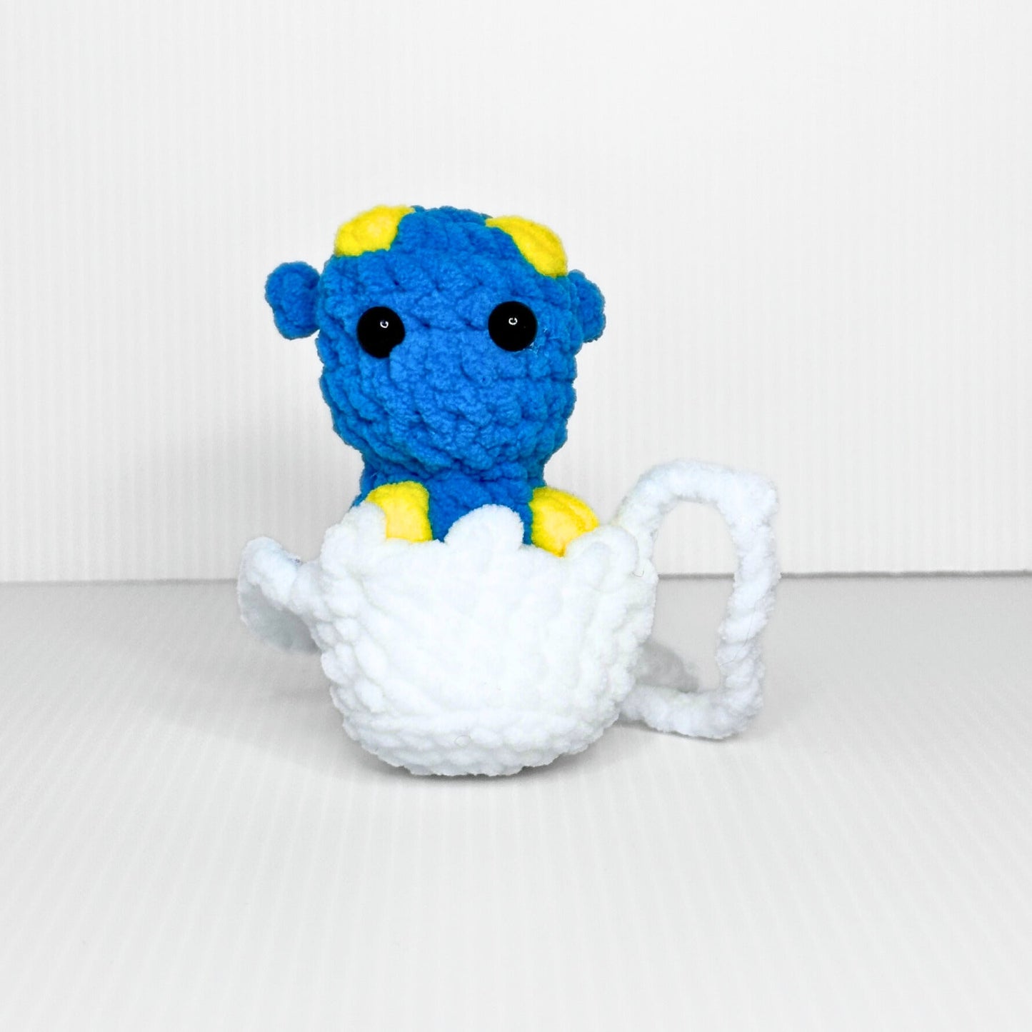 Handmade Tiana Tiny Hanging Dragon Crochet Plush — Kawaii Baby Dragon in a Shell, Choose Your Color - pursuitofcraftyness
