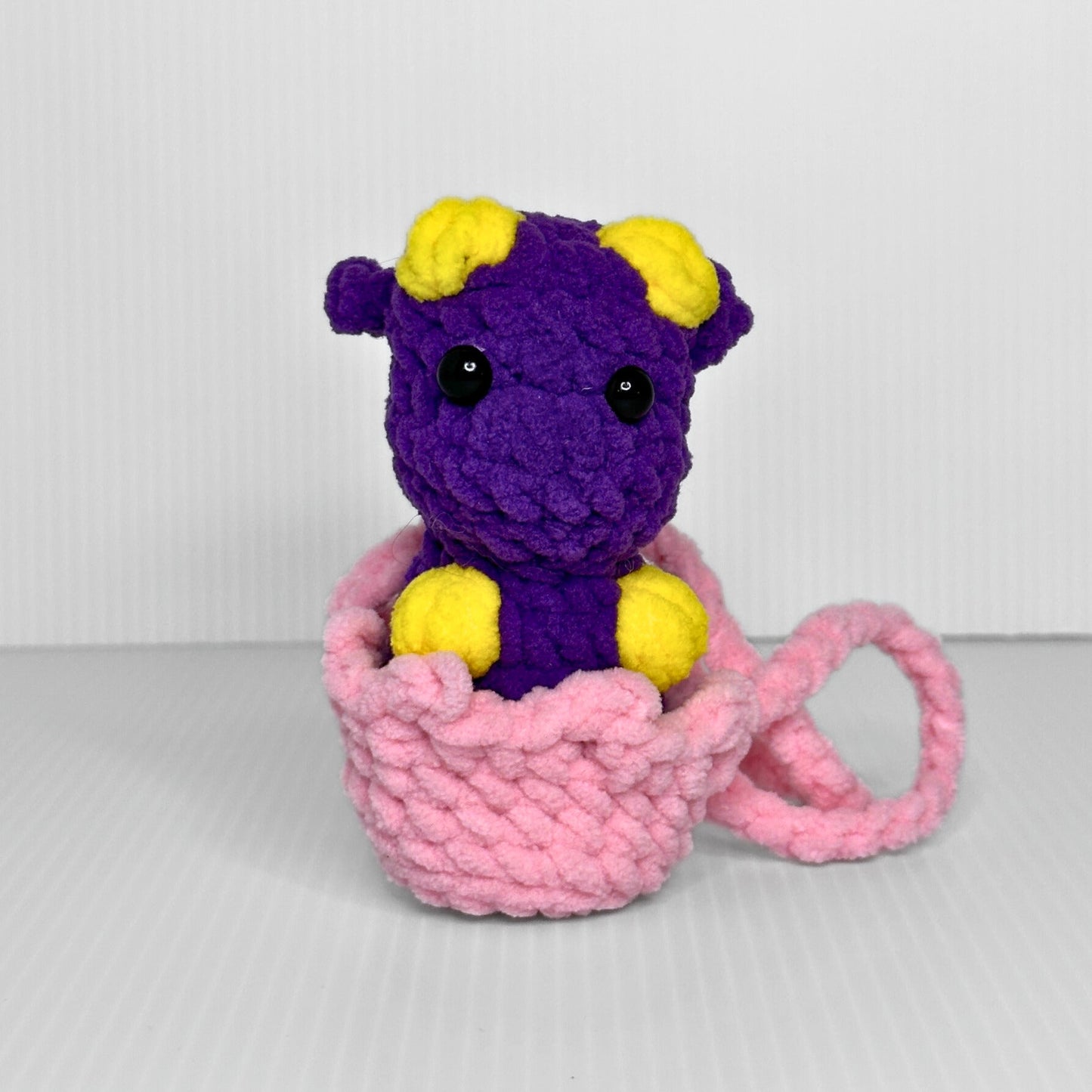 Handmade Tiana Tiny Hanging Dragon Crochet Plush — Kawaii Baby Dragon in a Shell, Choose Your Color - pursuitofcraftyness