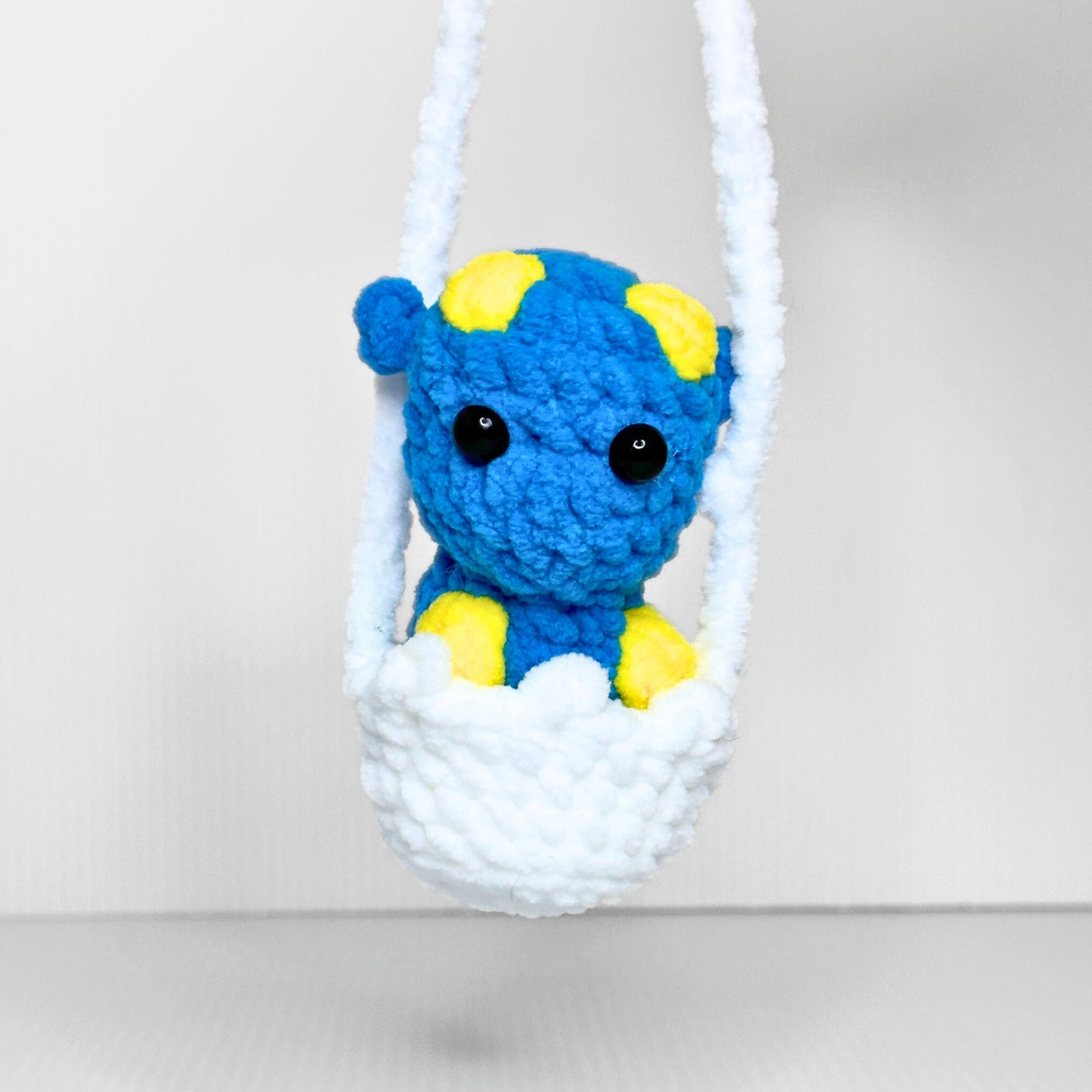 Handmade Tiana Tiny Hanging Dragon Crochet Plush — Kawaii Baby Dragon in a Shell, Choose Your Color - pursuitofcraftyness