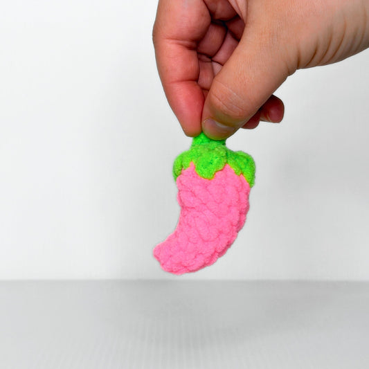 Neon Chili Pepper Keychain — Handmade Crochet Bag Charm - pursuitofcraftyness