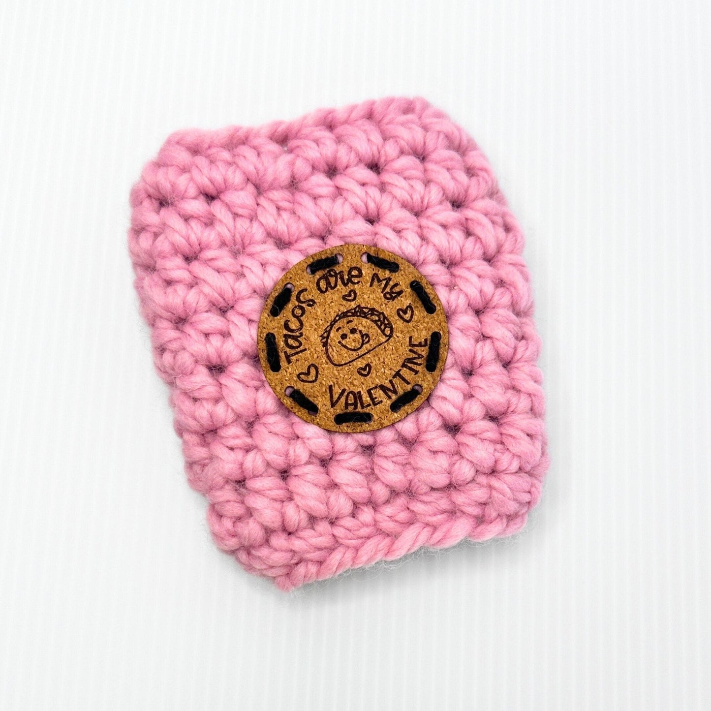 Valentine's Day Crochet Reusable Travel Mug Koozie - Pink, Red, Cream - Galantine's Day Gift - pursuitofcraftyness