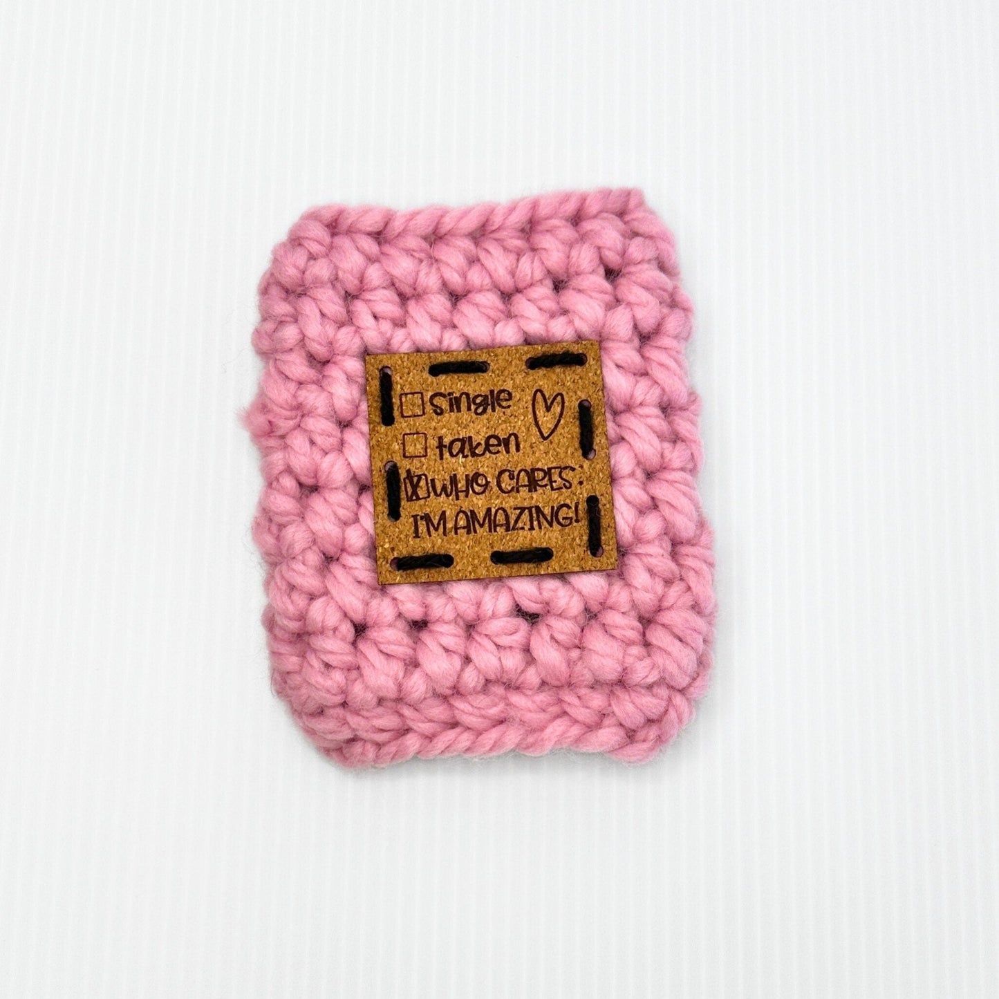 Valentine's Day Crochet Reusable Travel Mug Koozie - Pink, Red, Cream - Galantine's Day Gift - pursuitofcraftyness