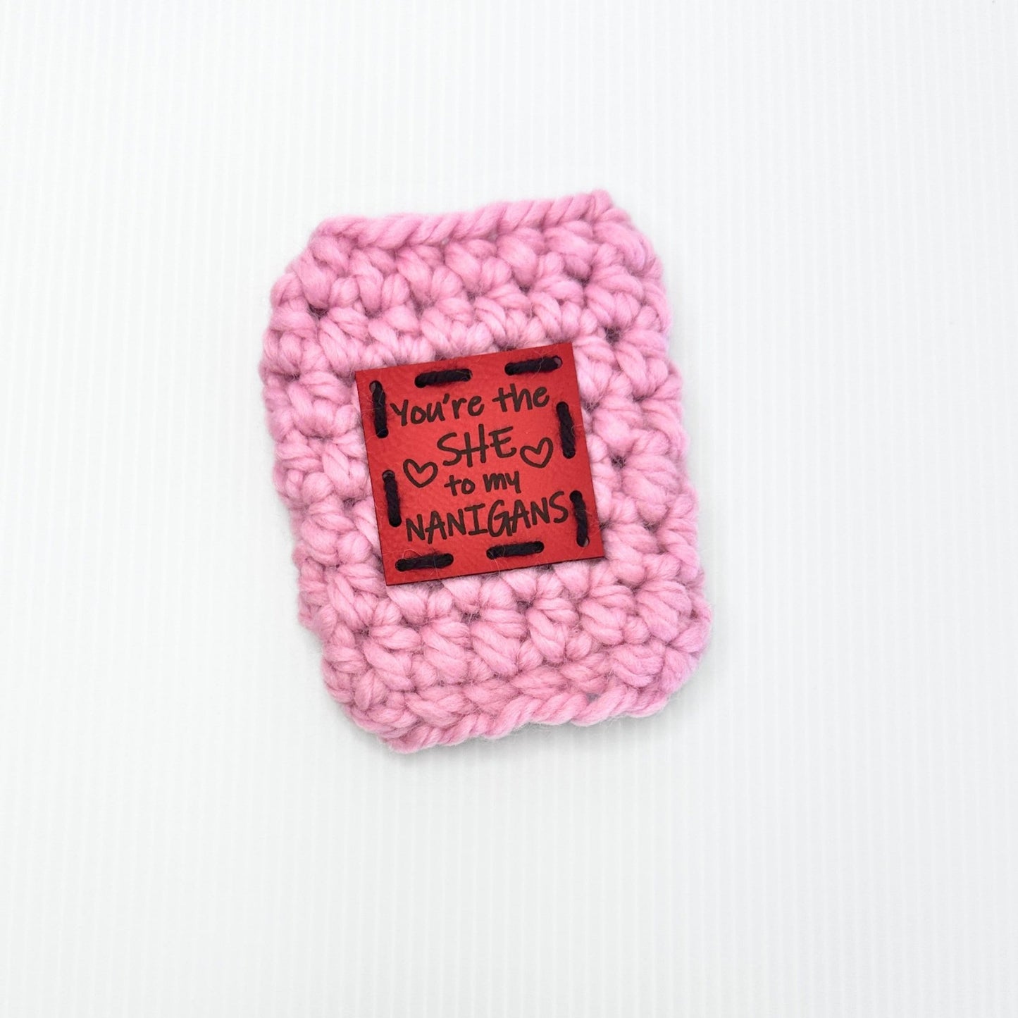 Valentine's Day Crochet Reusable Travel Mug Koozie - Pink, Red, Cream - Galantine's Day Gift - pursuitofcraftyness