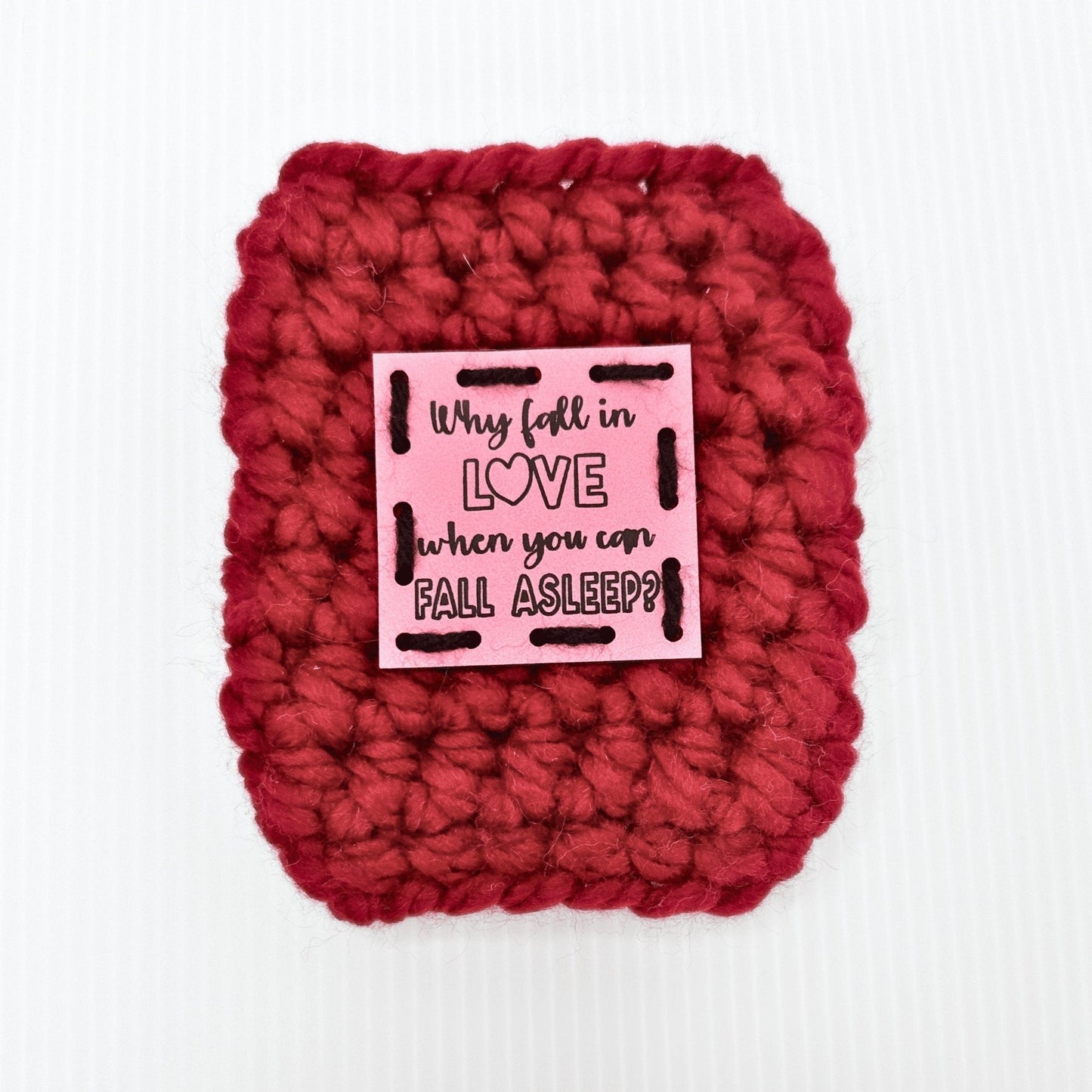 Valentine's Day Crochet Reusable Travel Mug Koozie - Pink, Red, Cream - Galantine's Day Gift - pursuitofcraftyness